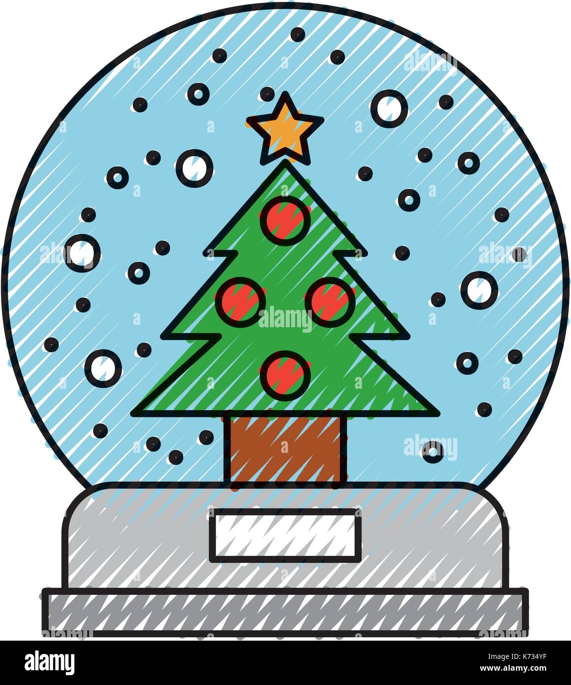 christmas snow globe with a fir tree inside in flat style Stock Vector ...
