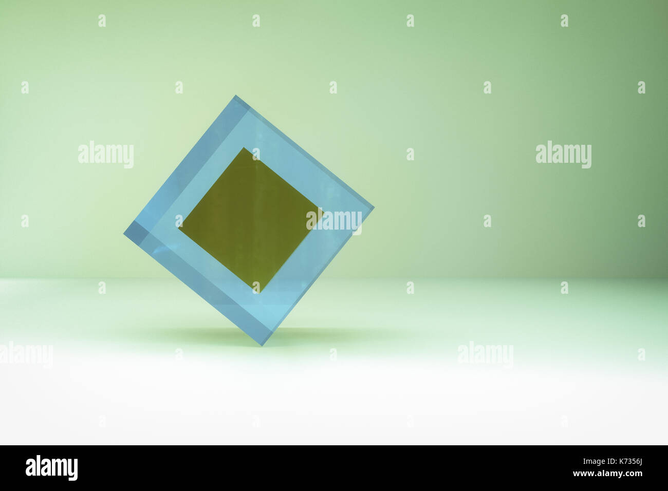 3d rendering of abstract cubes in empty room Stock Photo