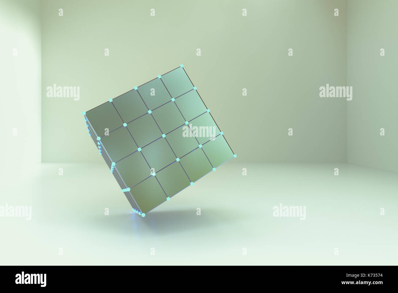 3d rendering of abstract cubes in empty room Stock Photo
