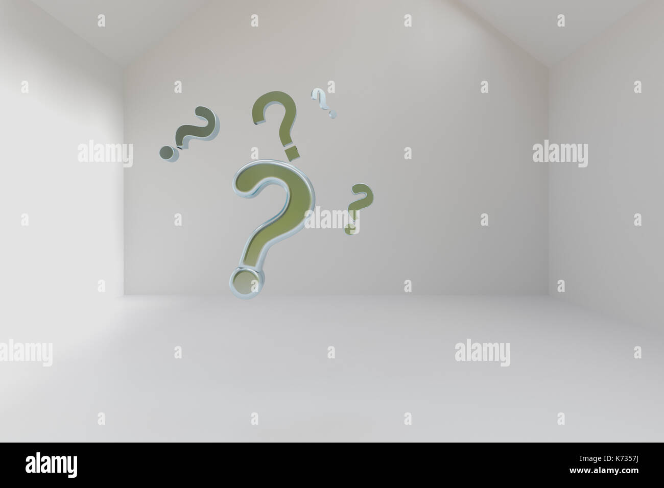 3d rendering of question marks in room Stock Photo - Alamy