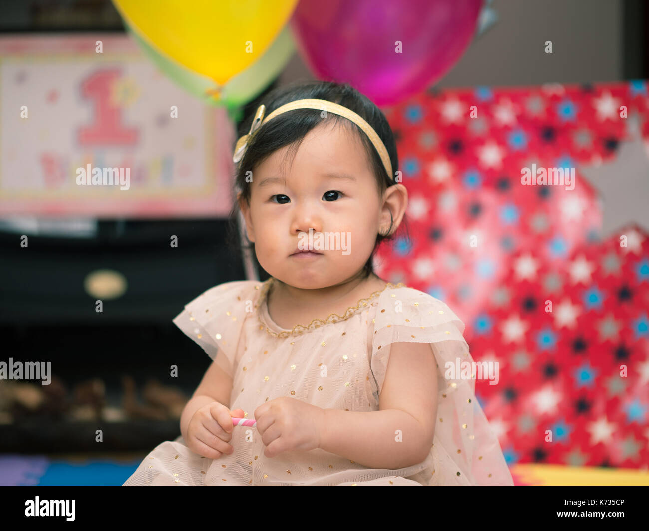 baby girl celebrate her first birthday Stock Photo Alamy