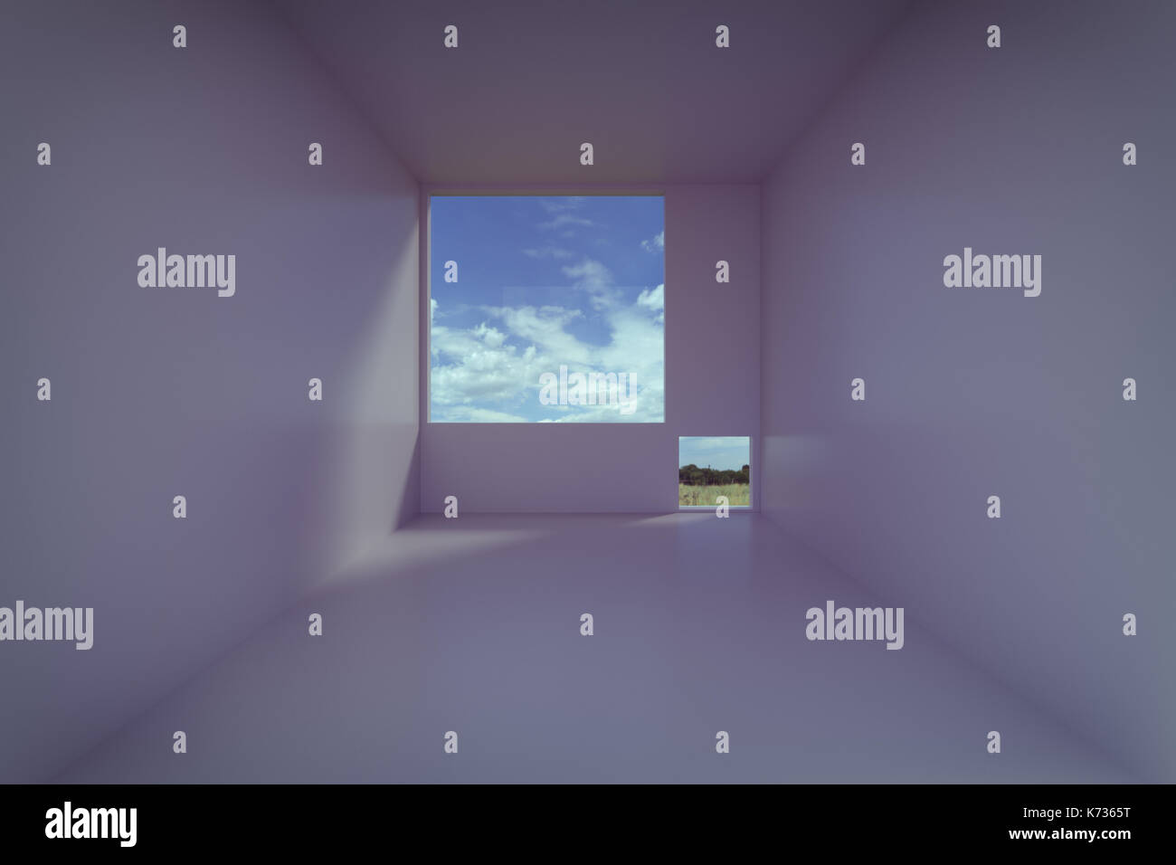 3d rendering of empty room with windows Stock Photo