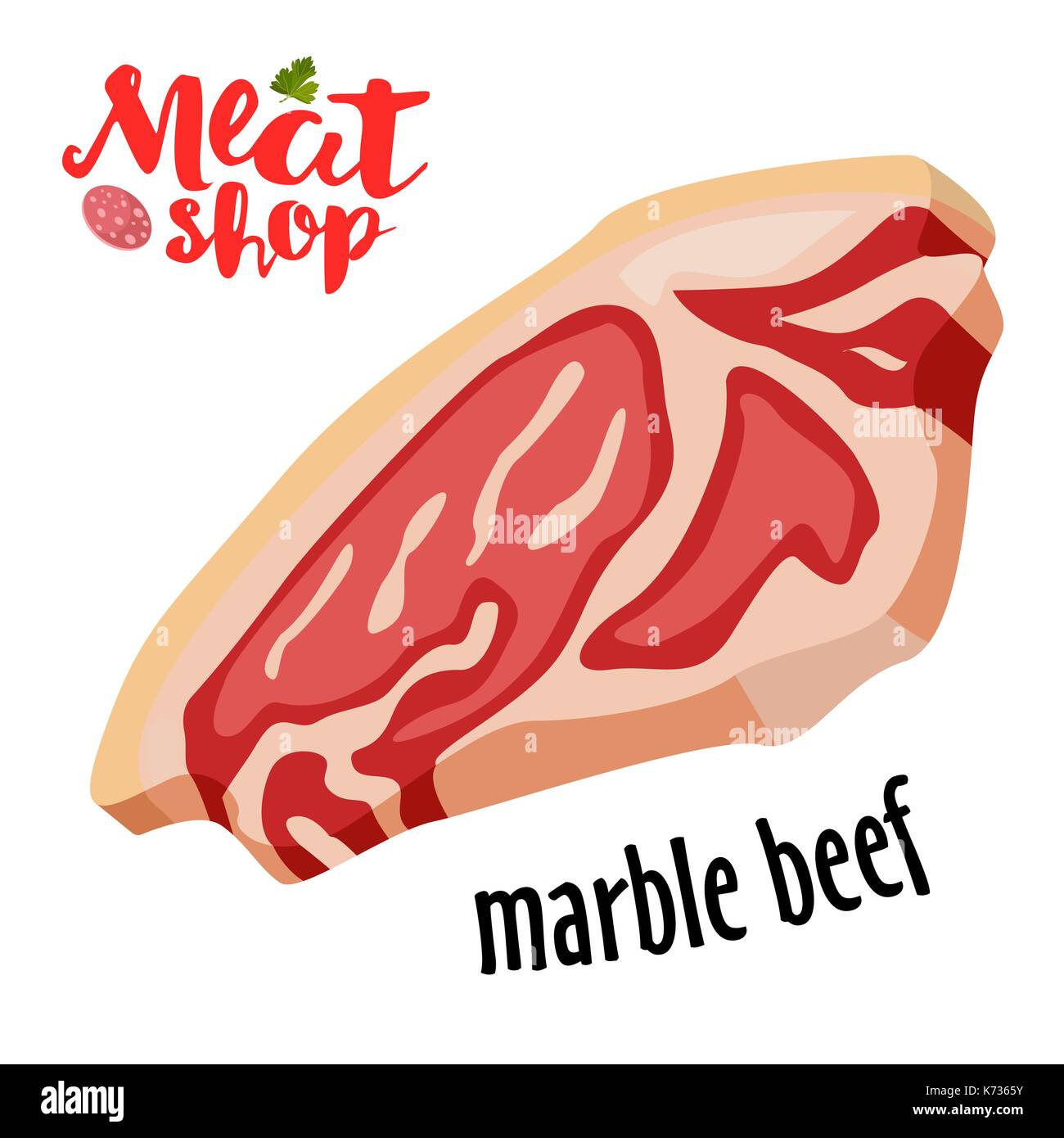 Meat vector - marble beef icon. Fresh meat icon. Stock Vector