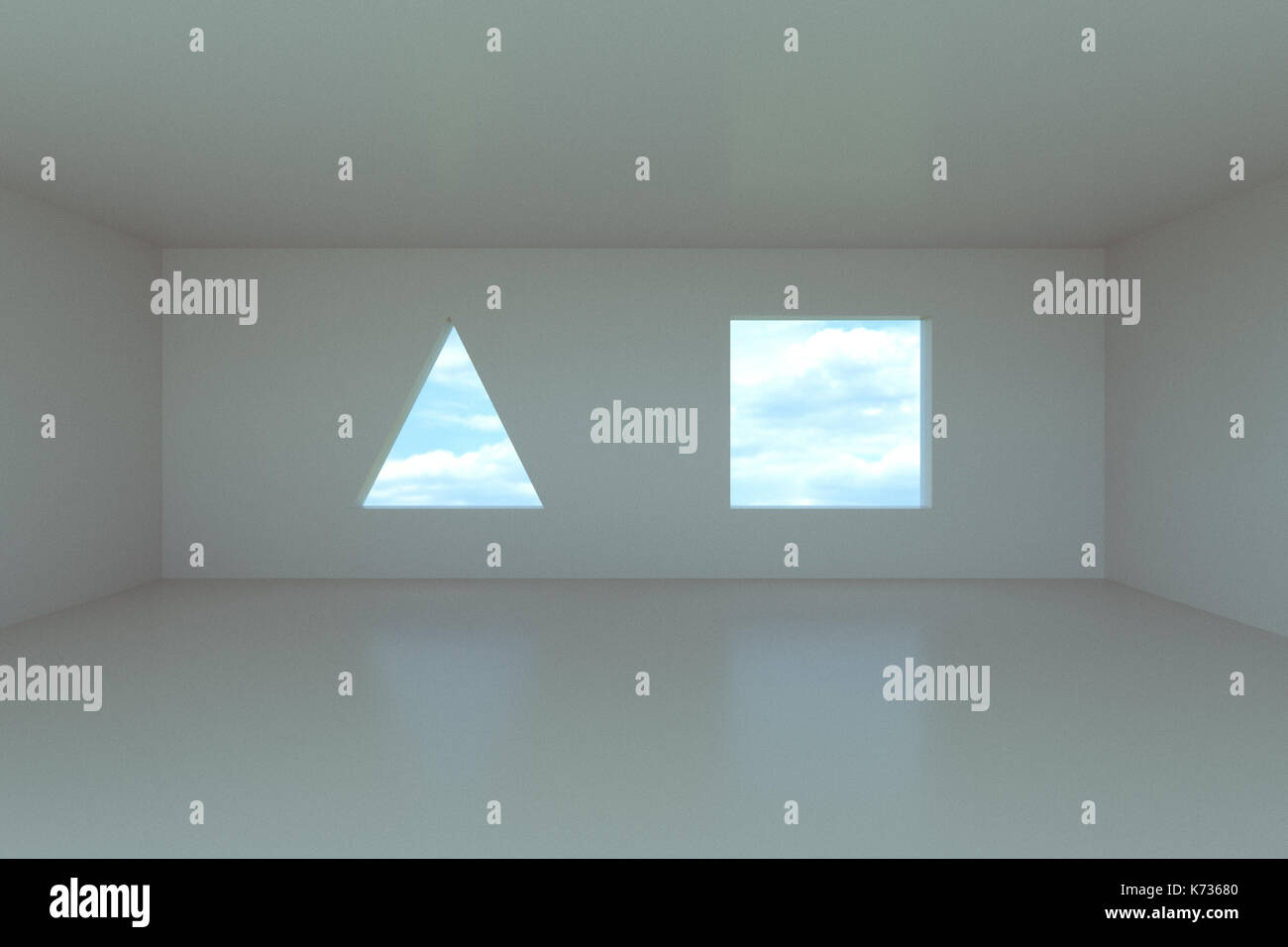 3d rendering of empty room with windows Stock Photo
