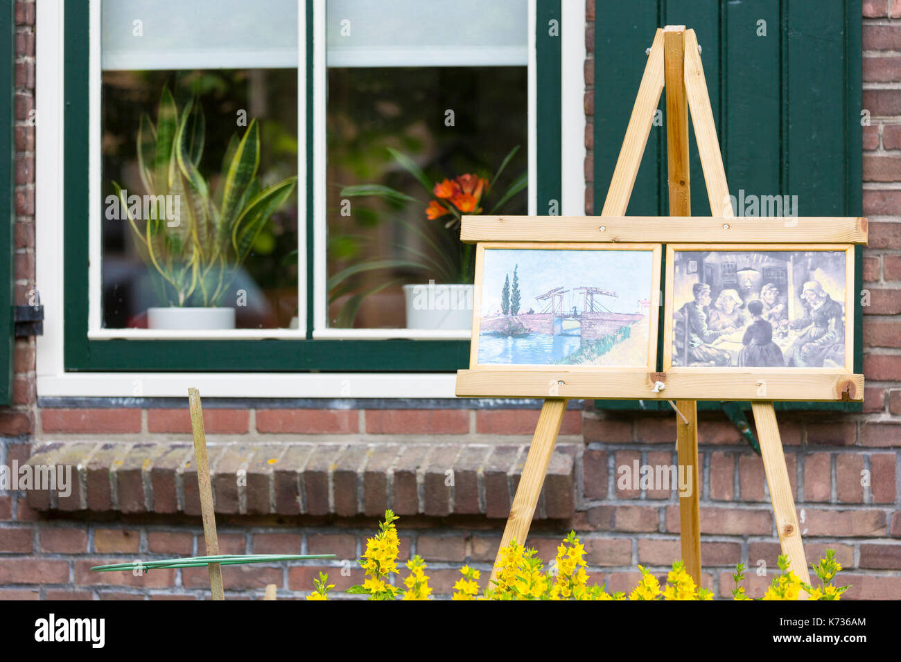 Residents display Vincent Van Gogh posters at home by Kroller Muller museum, during traditional festival, Otterlo, Netherlands Stock Photo