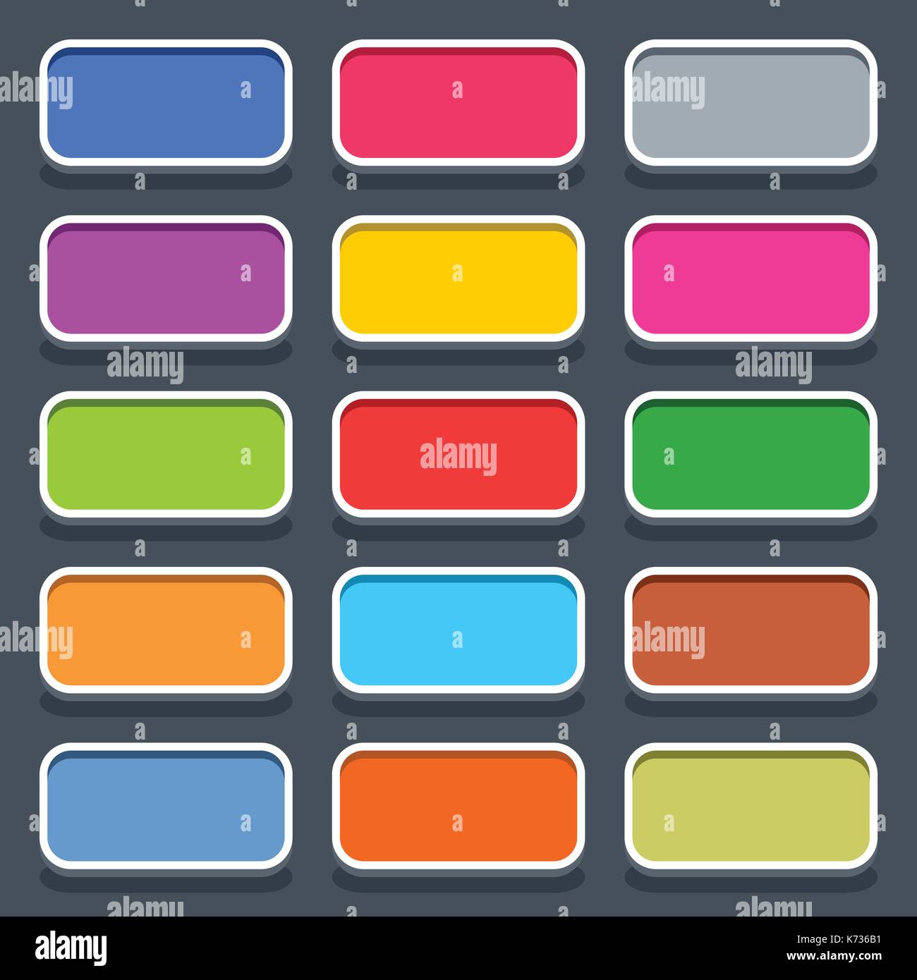 15 3d blank icon in flat style. Set 01 clicked variant . Colored satin ...