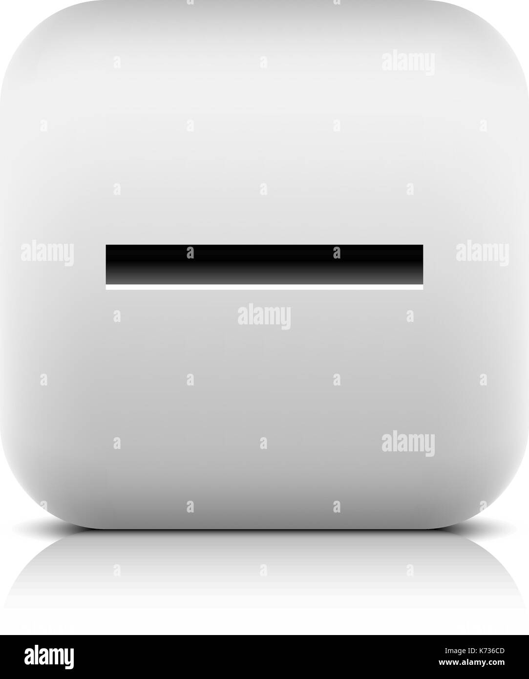 Web icon with minus sign. Rounded square button with black shadow gray reflection on white background. Series in a stone style. Vector illustration Stock Vector