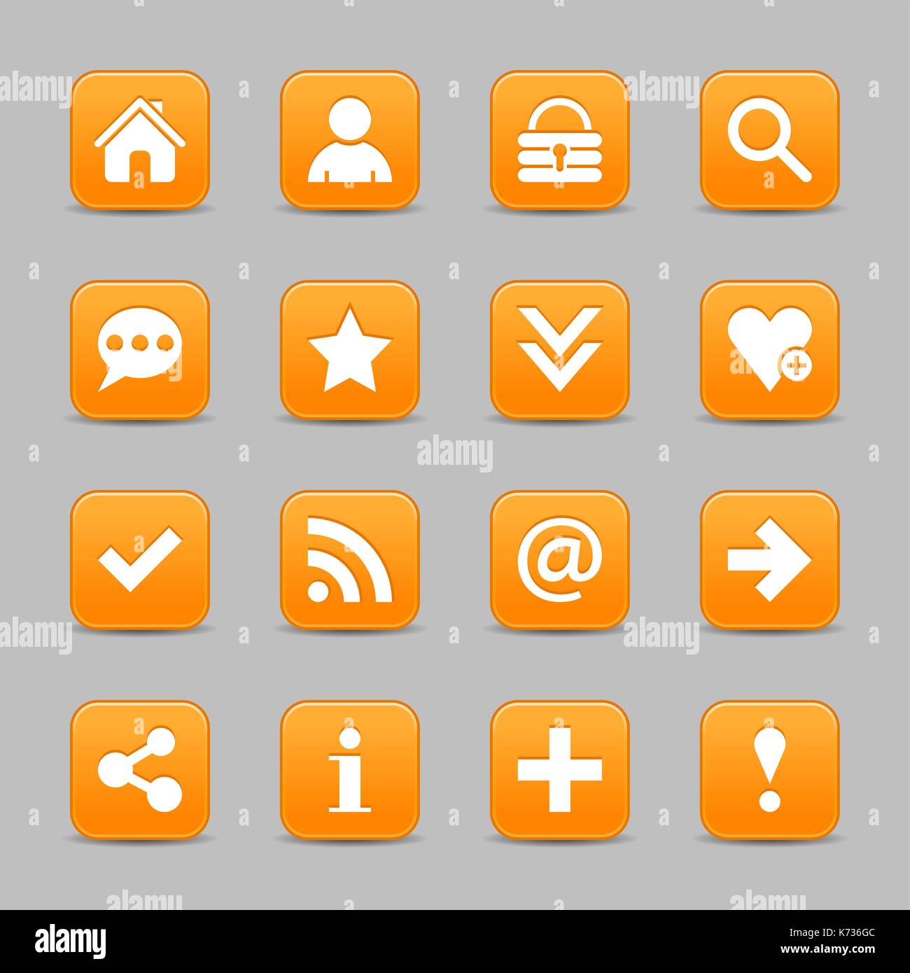 16 orange satin icon with white basic sign on rounded square web button ...