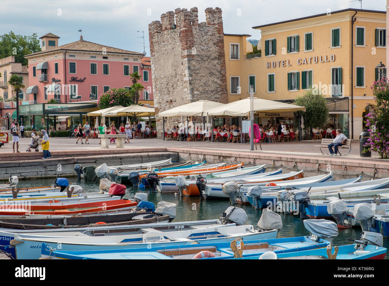 Bardolino town and harbour on Lake Garda, Italy Stock Photo ...