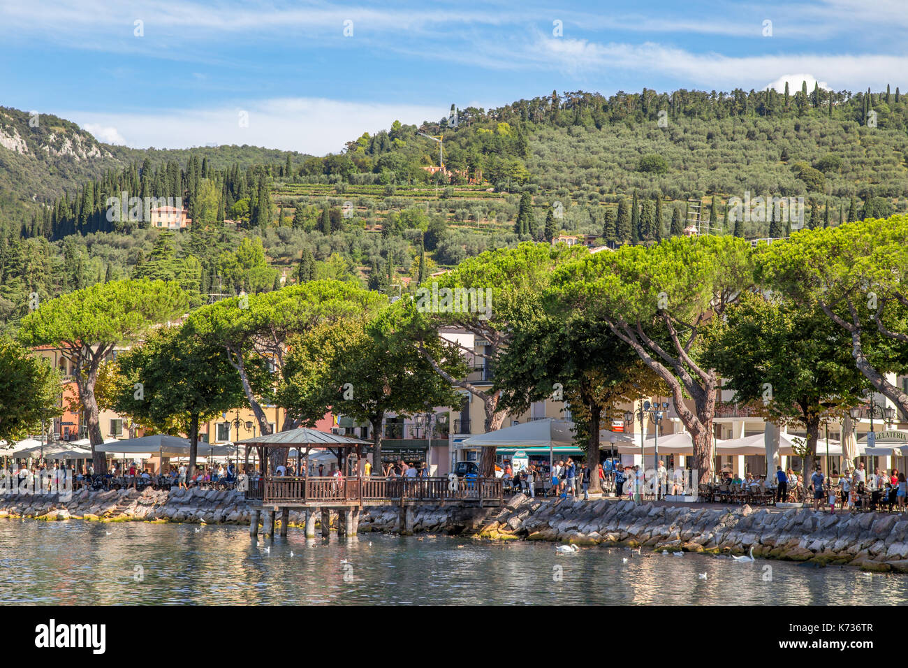 Garda town lakeside promenade, Lake Garda, Italy Stock Photo