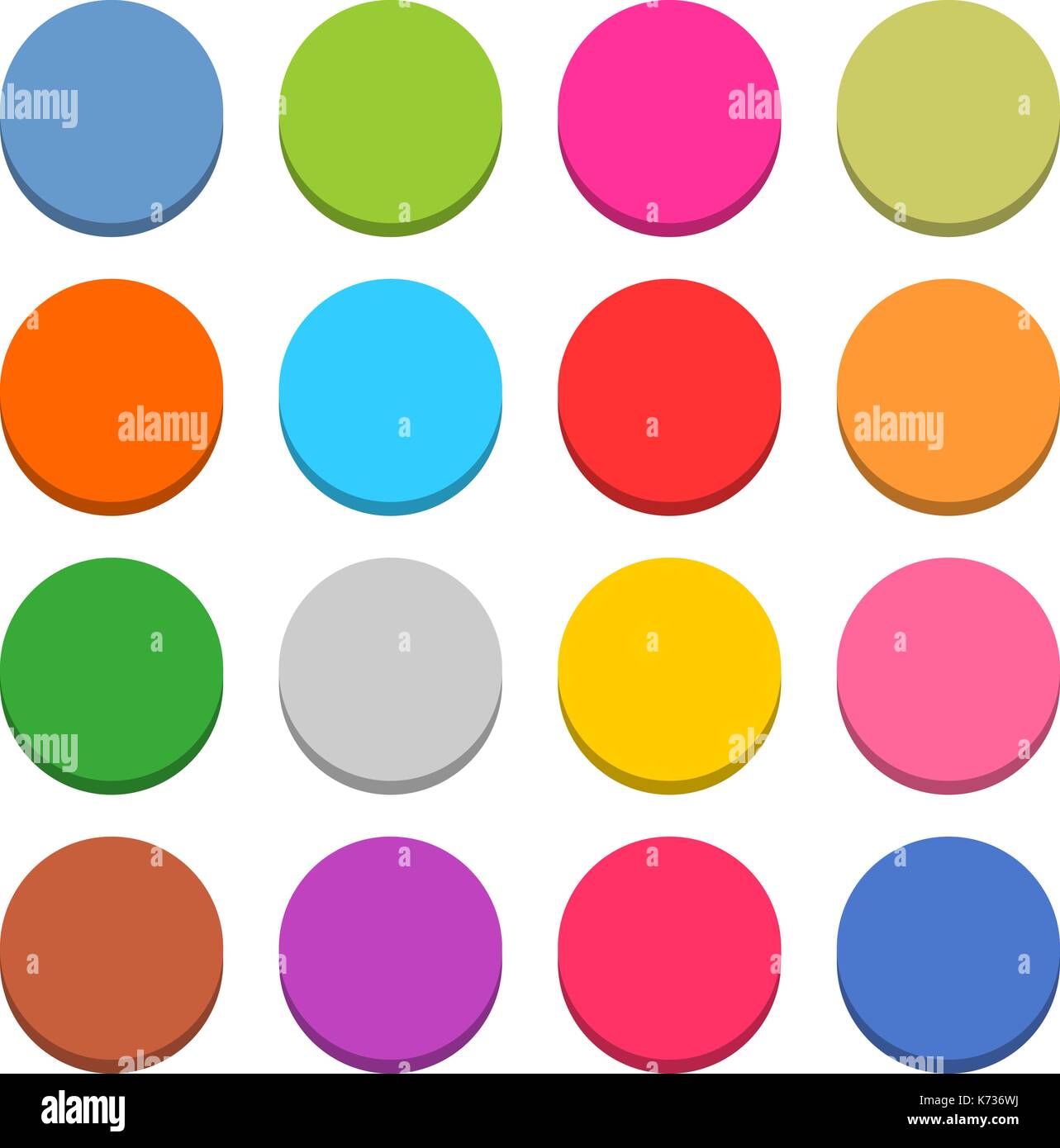16 blank icon in flat style. Circle 3D button on white background. Blue ...