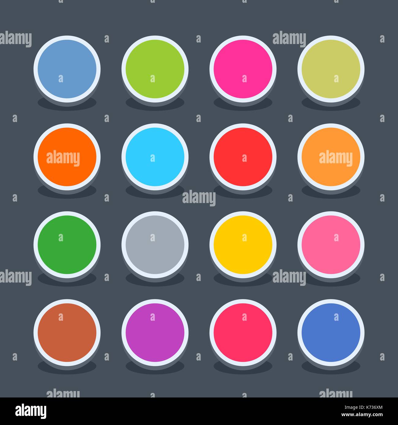 16 3d blank icon in flat style. Set 01 hover variant . Colored soft ...