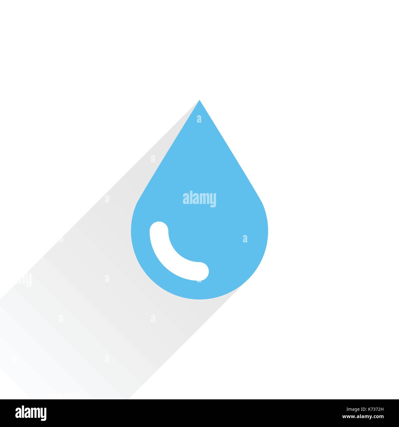 Blue water drop icon with gray long shadow on white background. Simple ...