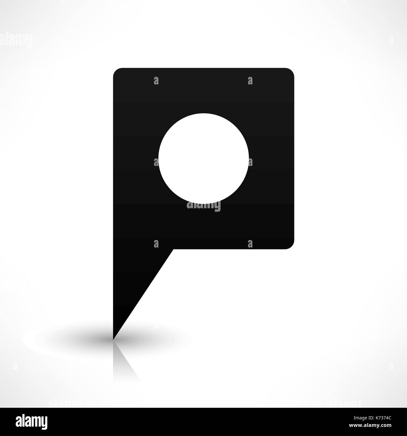 Black blank rounded square map pins sign location icon with circle ...