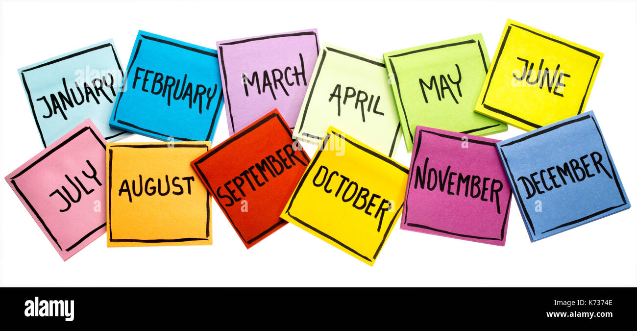 Set Of Twelve Months January February March April May June July 