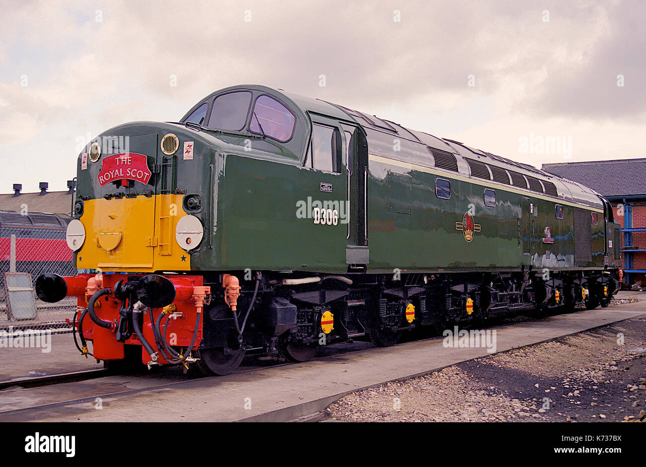 Class 40 locomotive in BR Green livery at Doncaster in 1986. Stock Photo