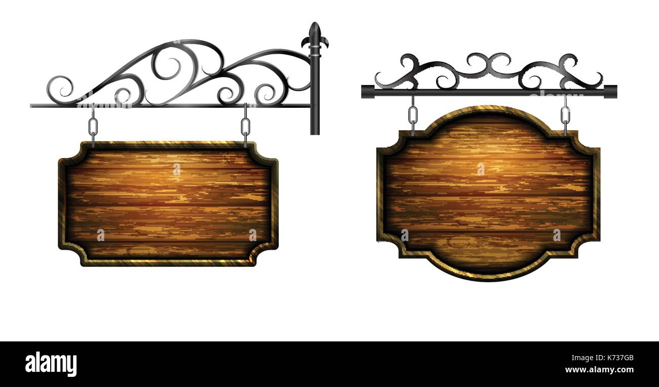 Wooden signs, vector icon set Stock Vector Image & Art - Alamy