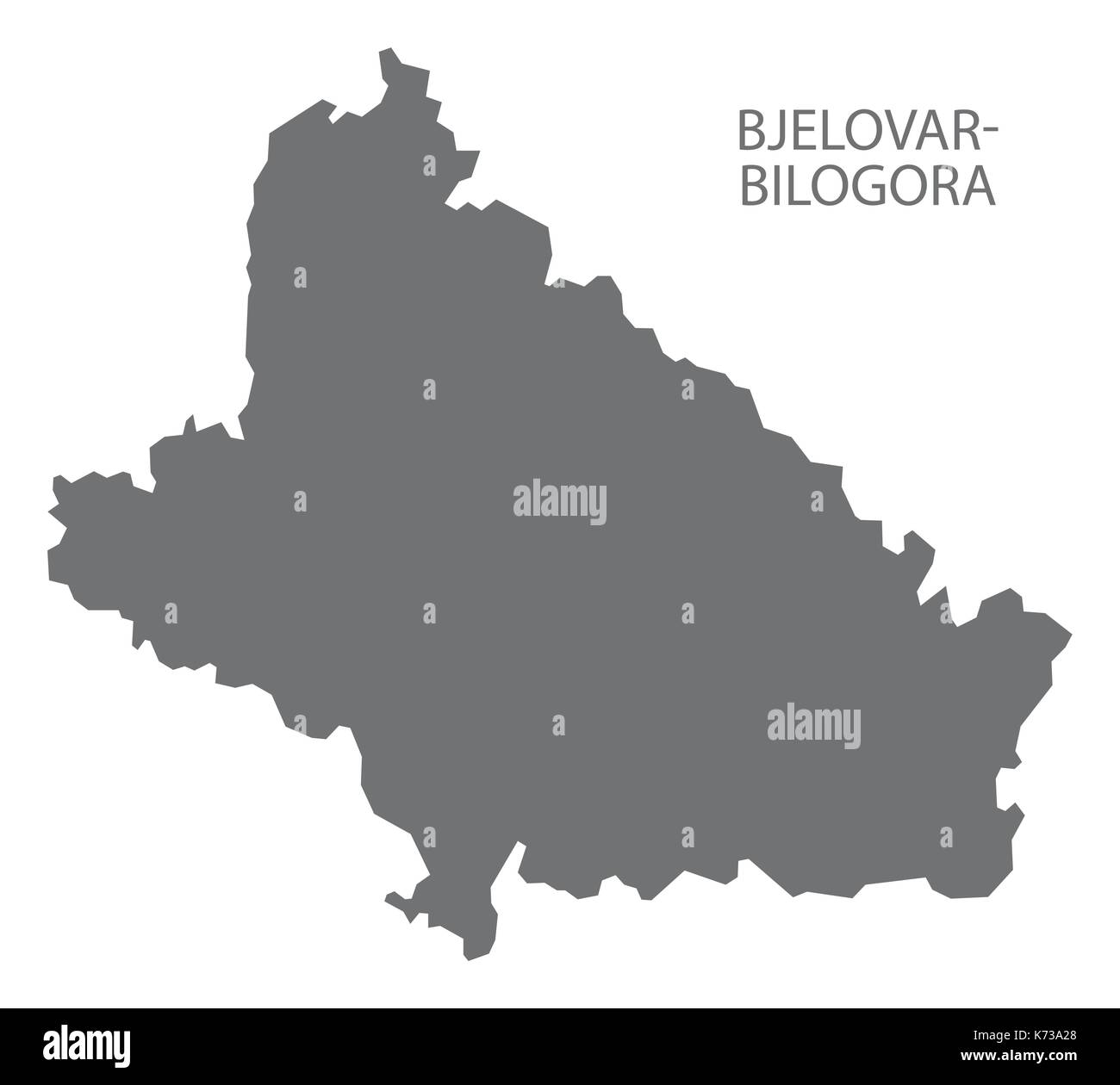 Bjelovar-Bilogora Croatia county map grey illustration silhouette shape Stock Vector