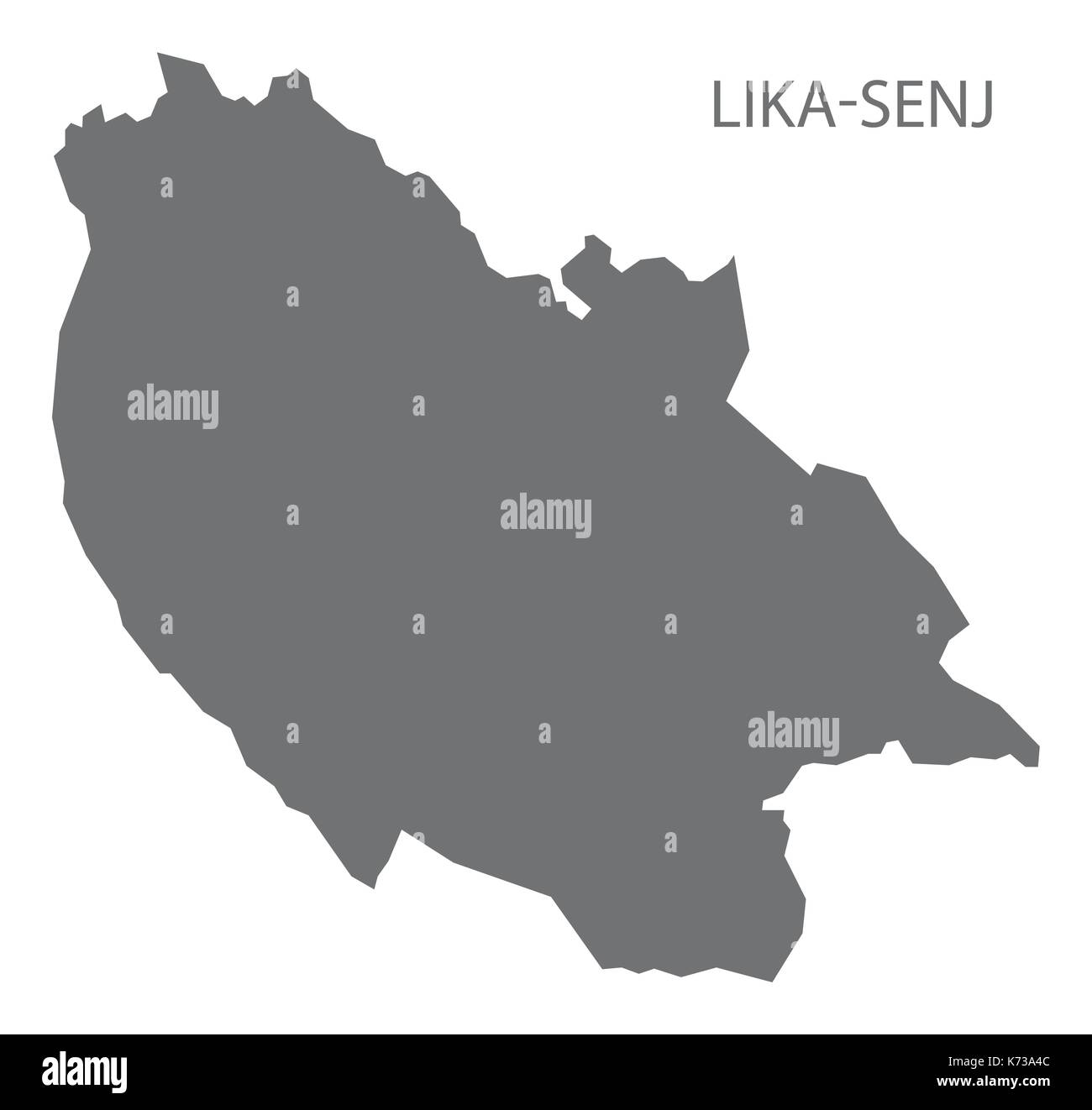 Lika-Senj Croatia county map grey illustration silhouette shape Stock Vector
