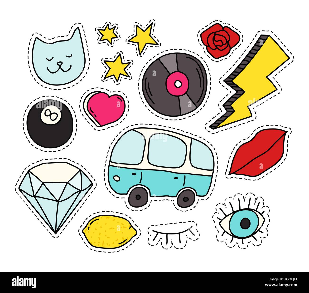 Fashion patch badges set Stock Vector