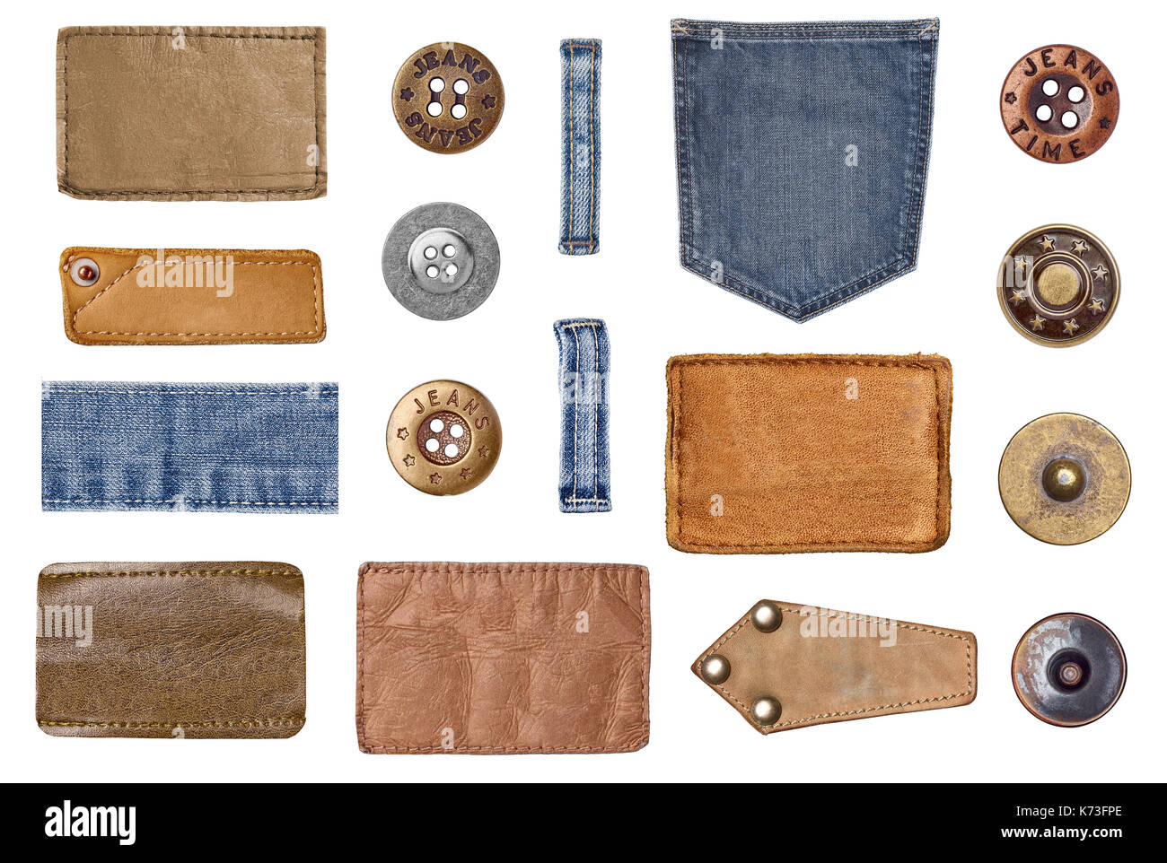 collection of various jeans labels and parts Stock Photo Alamy