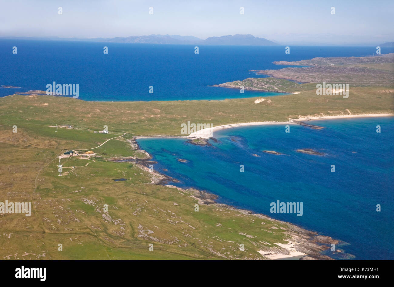 Aerial view of the isle of Coll, Argyll Stock Photo