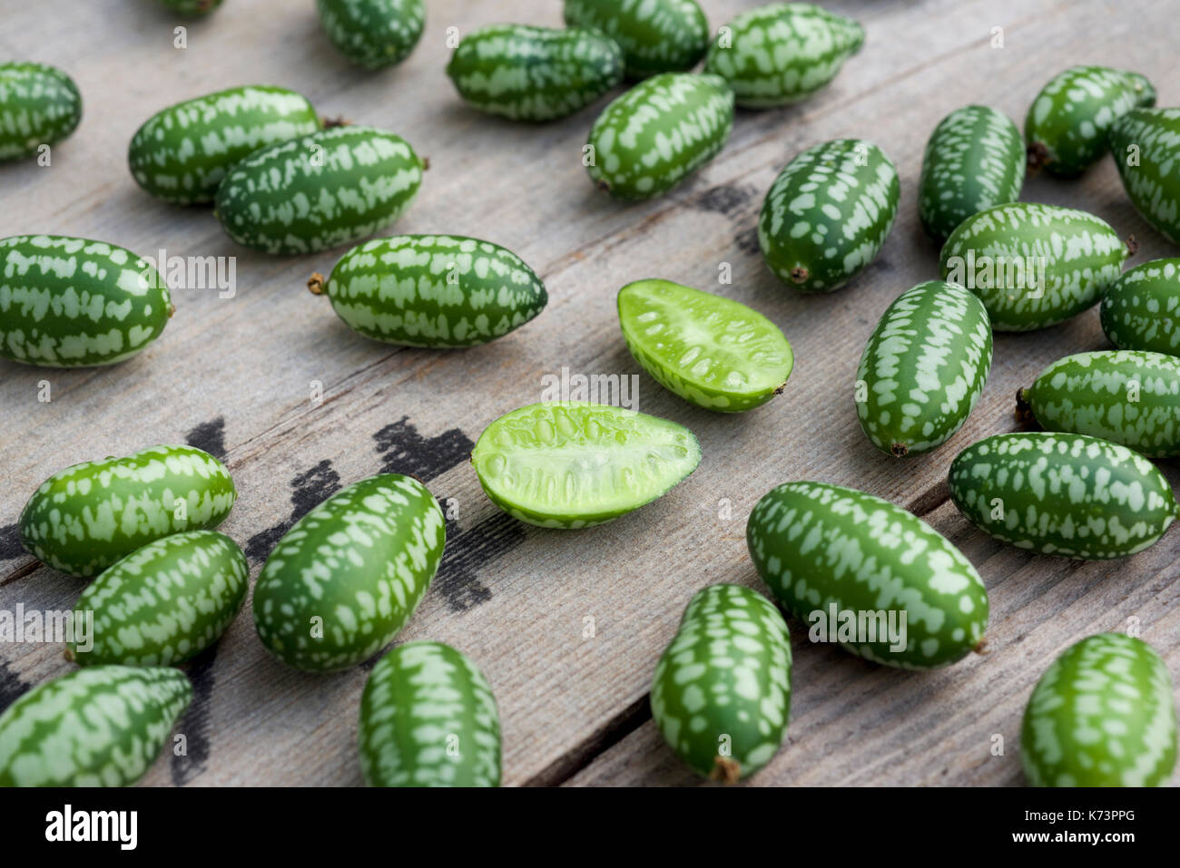 Cucamelon fruit, also known as Mexican gherkins, Mexican sour cucumbers, or Melothria Scabra
