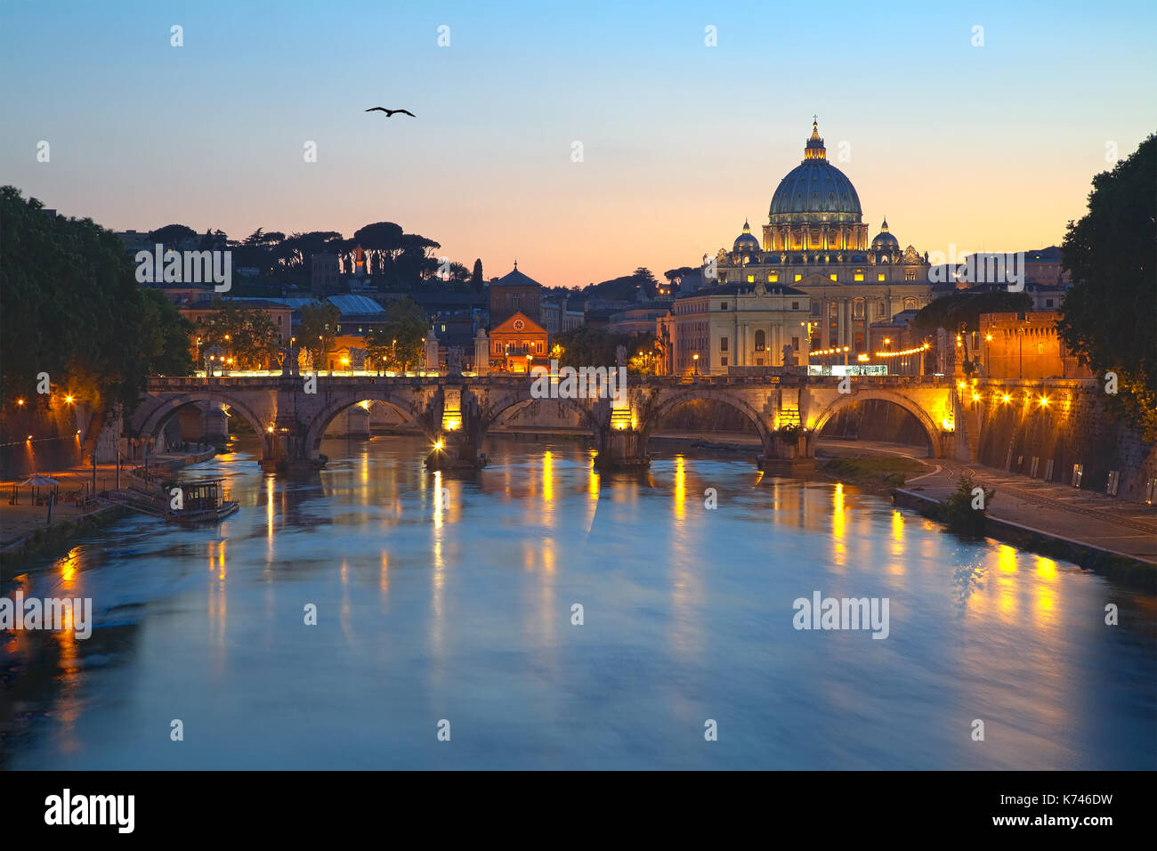 Saint Peter's cathedral view from Ponte Sant'Angelo Stock Photo