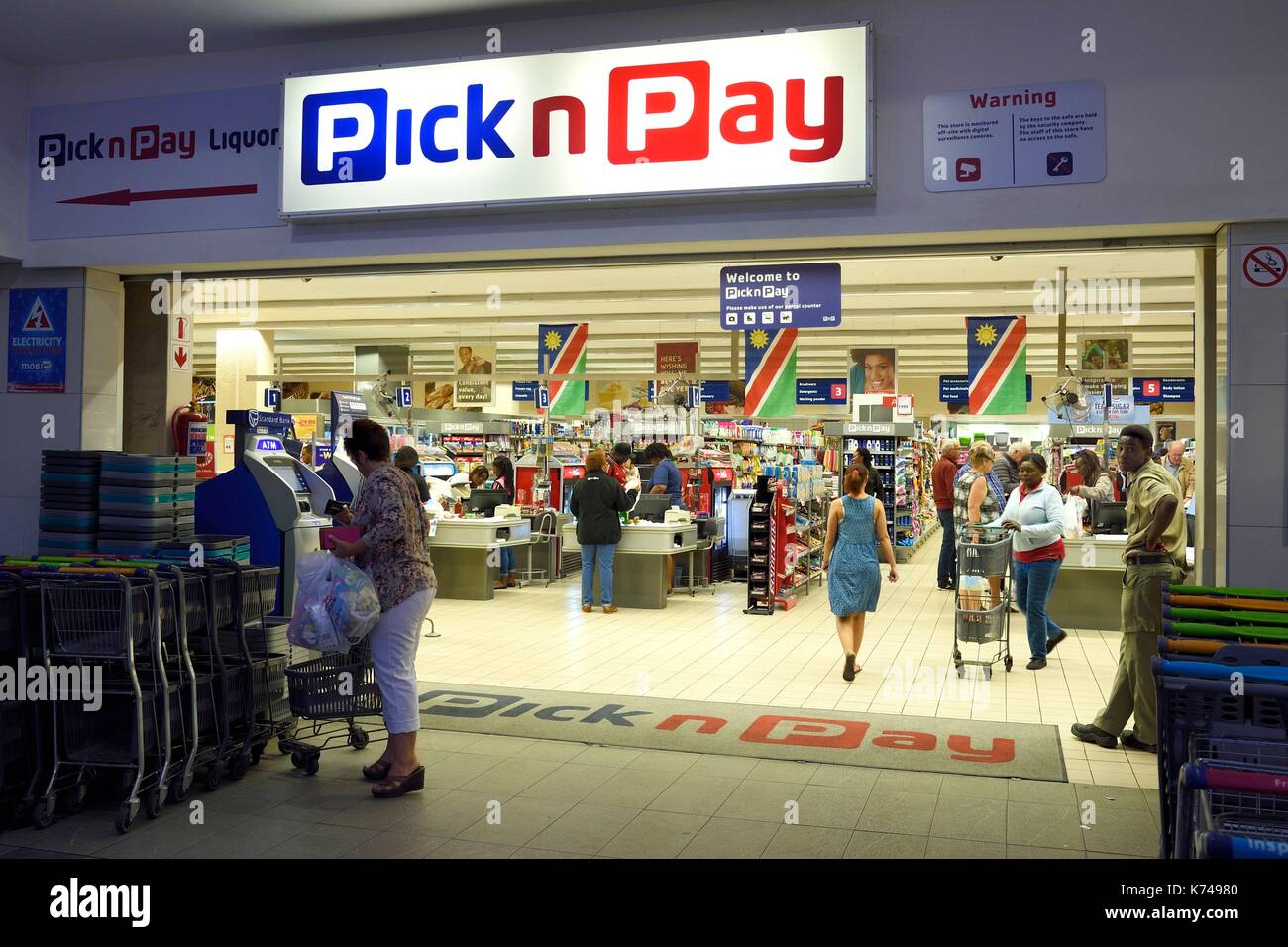 Namibia, Erongo region, Swakopmund, Walvis Bay, PicknPay supermarket entrance Stock Photo