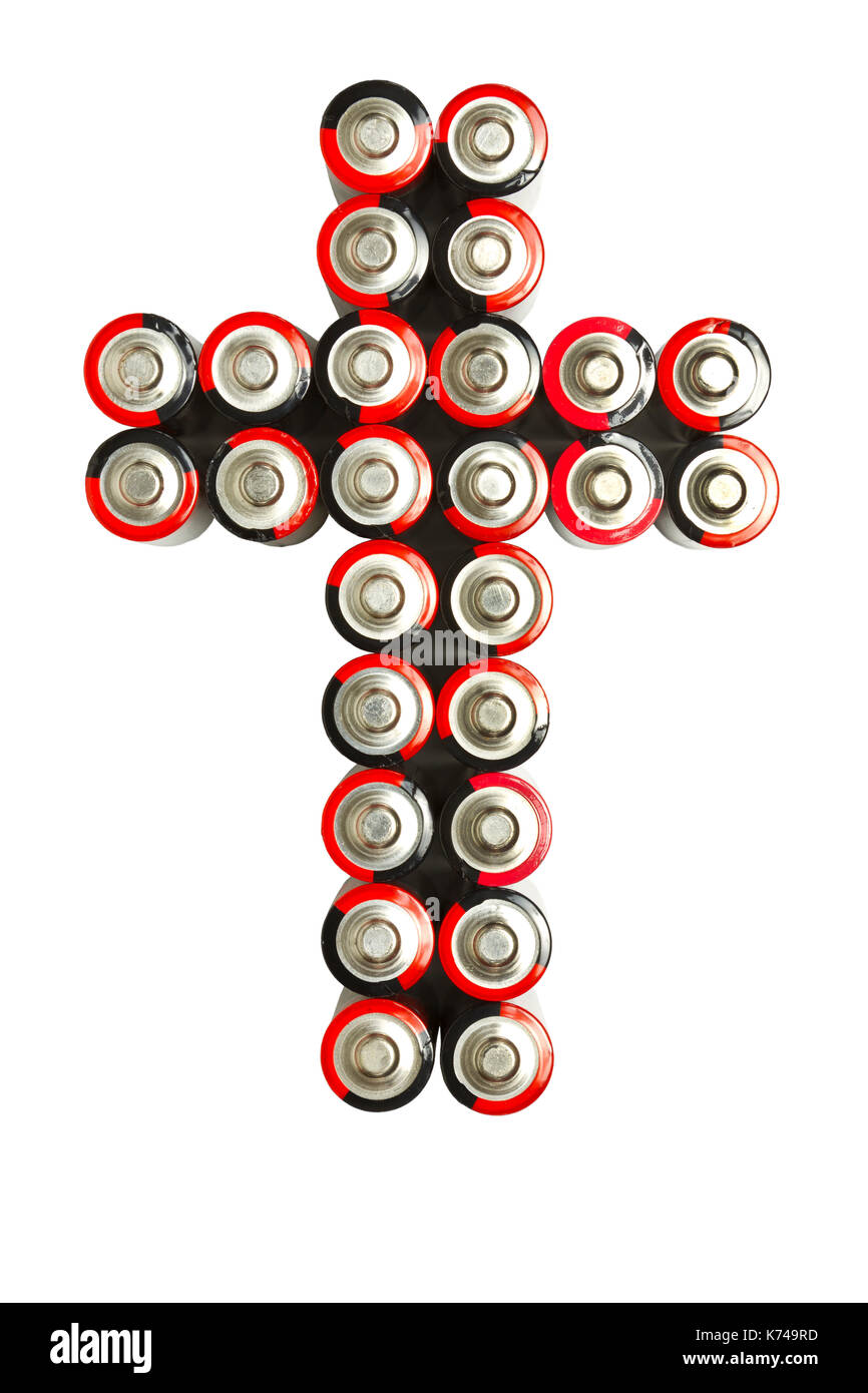 Cross of Batteries Stock Photo