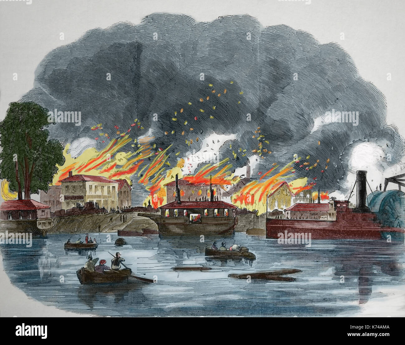 USA. The Gold Rush. The great Sacramento fire. November 2, 1852