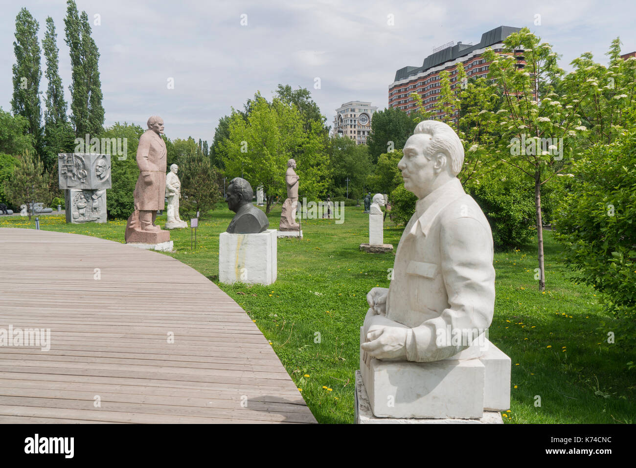 several statues of Soviet leaders in Muzeon Park of Arts, which formerly called the Park of the Fallen Heroes or Fallen Monument Park in Moscow Stock Photo