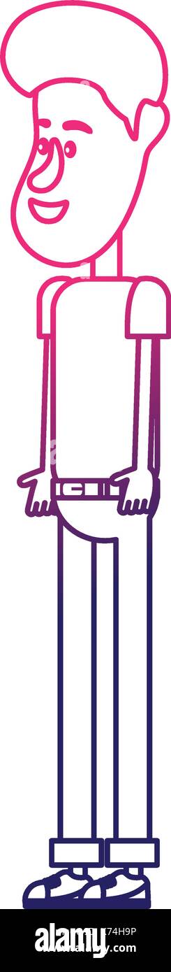 line cute man with hairstyle design and clothes Stock Vector Image ...