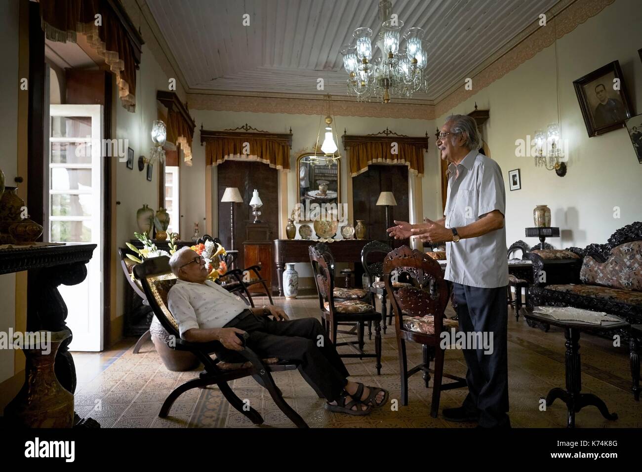 India Goa State South Goa Curtorim Manuel Da Costa House In This Photo Manuel Da Costa On The Right Receives An Old Friend Rafael Viegas In His Sala Or Living Room Filled