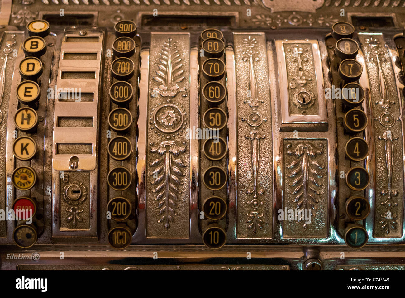 old cash register, manufactured at the beginning of the 20th century, antique shop material Stock Photo