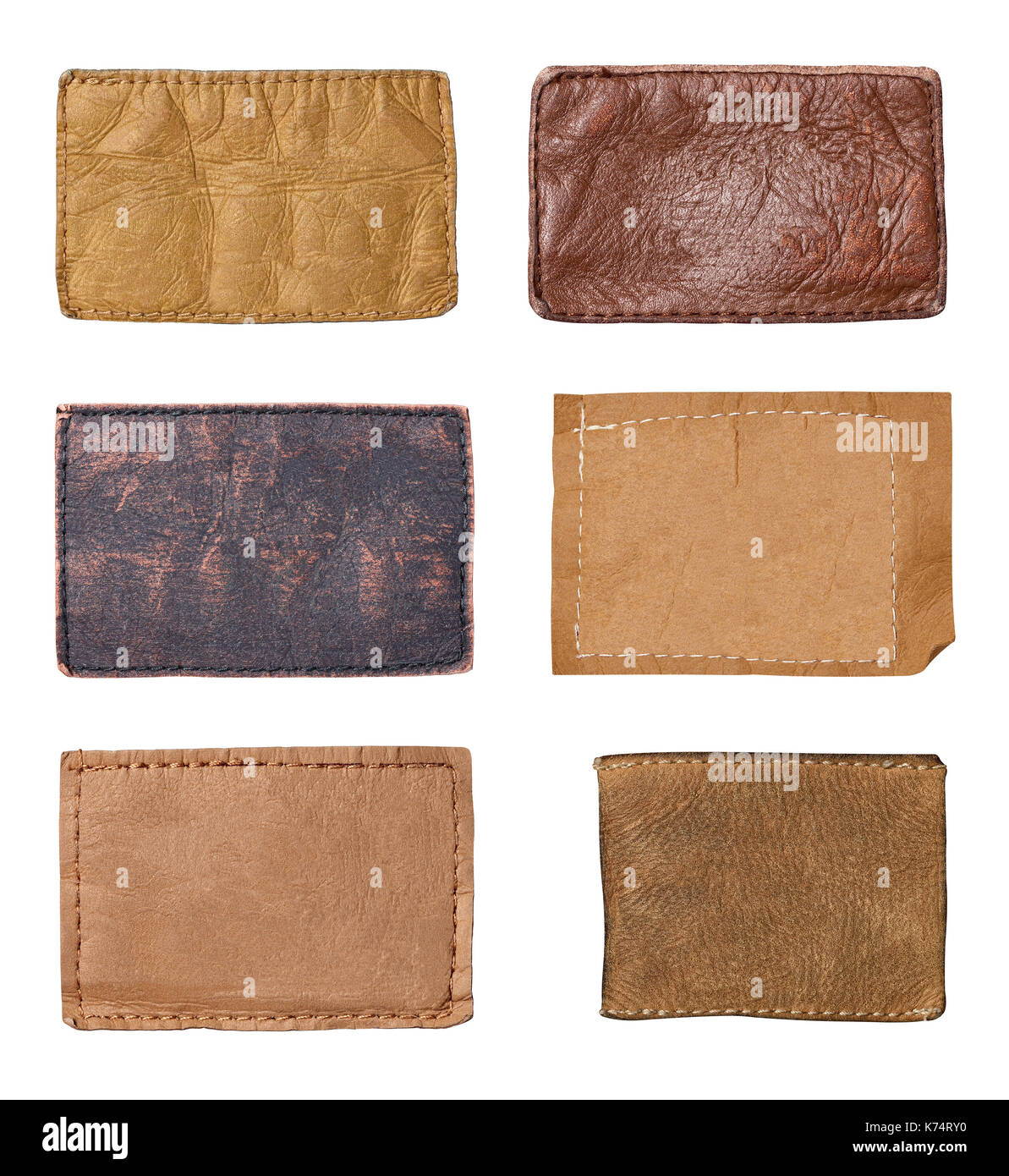 collection of various jeans labels on white background. each one is ...