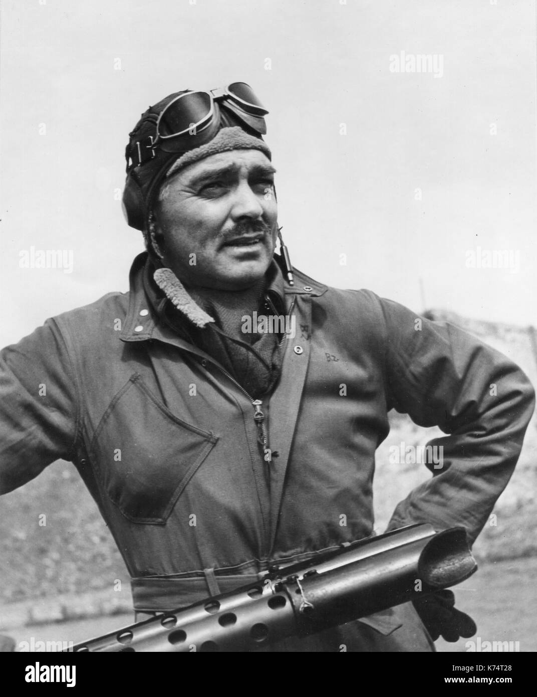Capt Clark Gable, American actor and US Army Air Corps gunner with the 351st Bomb Group based in England, flew five missions over German-occupied targets in Europe, England, 1943. Stock Photo