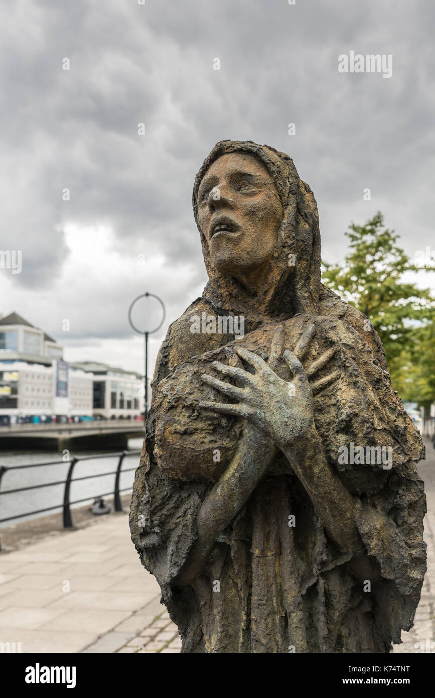 Dublin, Ireland August 7, 2017 Great Irish Famine bronze statue set