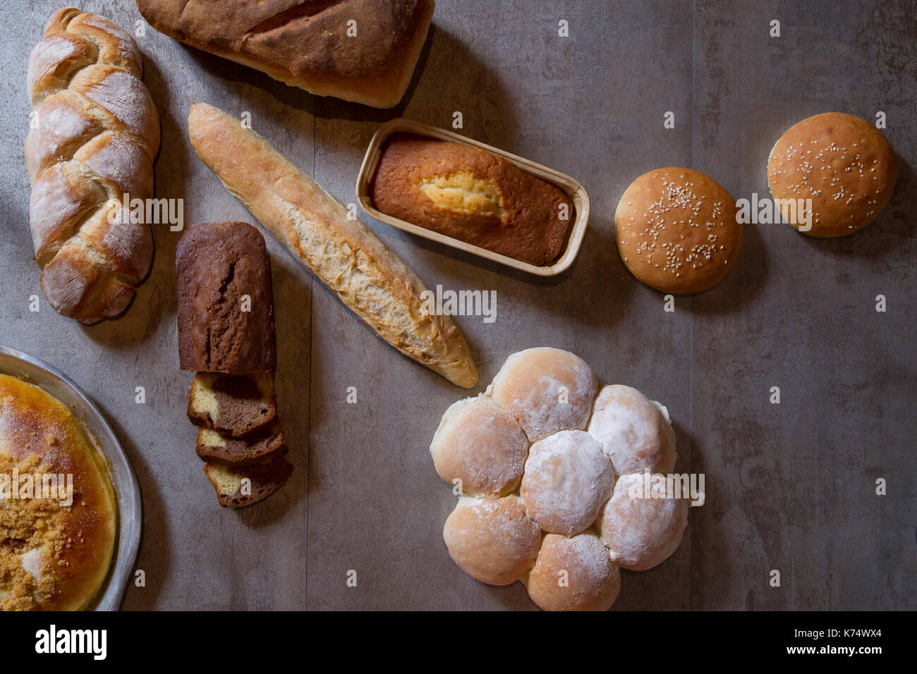 Bakery: breads and pastries cooked in a wood-fired oven Stock Photo