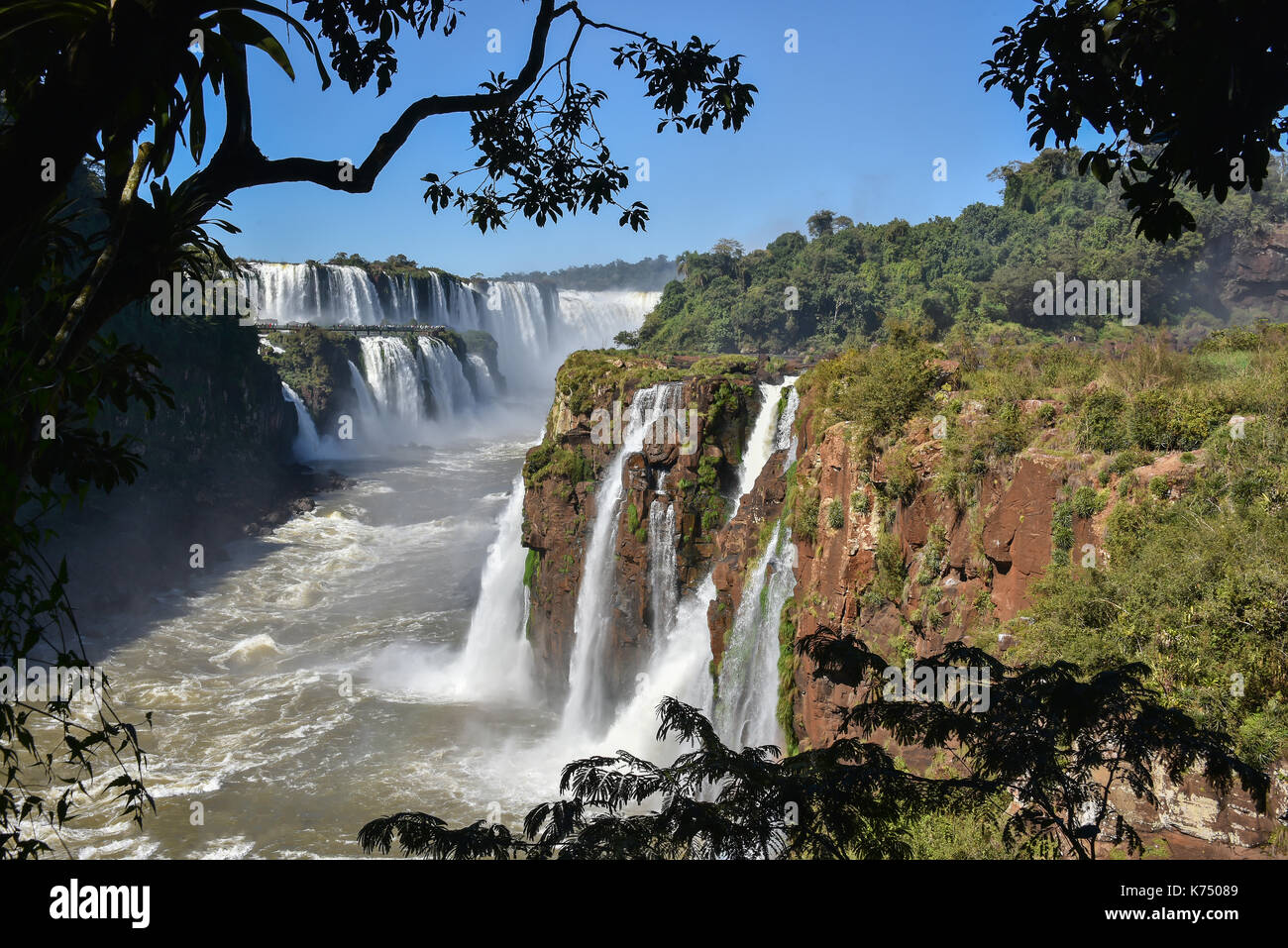 View of the Garganta del Diablo, Devil's Gap, Iguazu Falls, Puerto Iguazu, Argentina Stock Photo