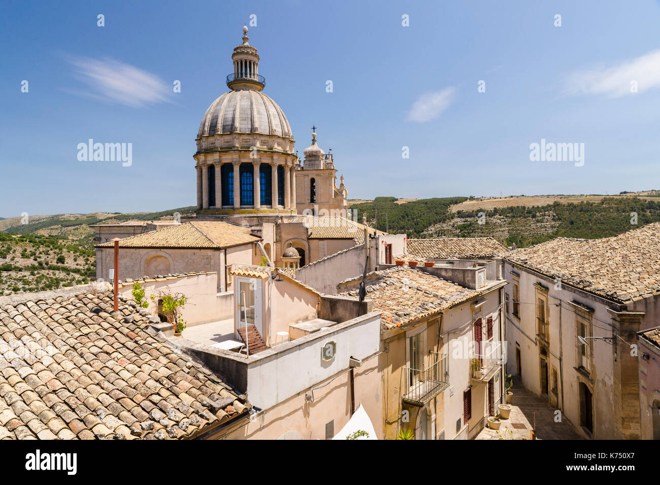 Dome, San Cathedral, Ragusa Ibla, Piazza della Republica Stock