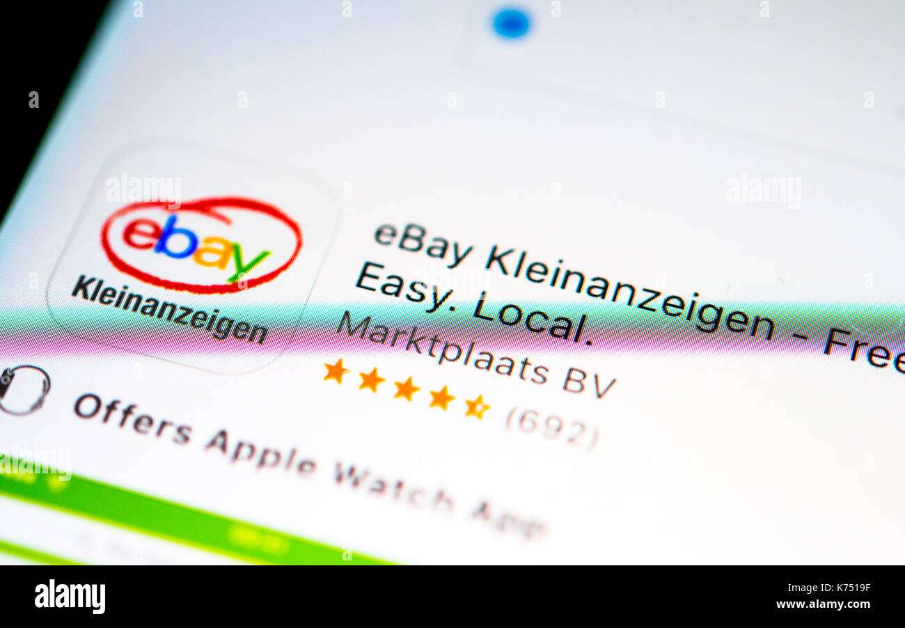 EBay Classifieds App in the Apple App Store, App-Icon, Display on a screen of a mobile phone, iPhone, iOS, Smartphone Stock Photo