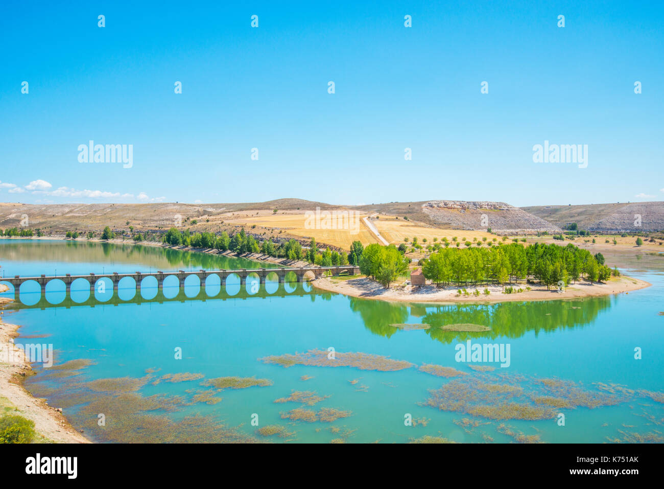 Linares reservoir. Maderuelo, Segovia province, Castilla Leon, Spain. Stock Photo