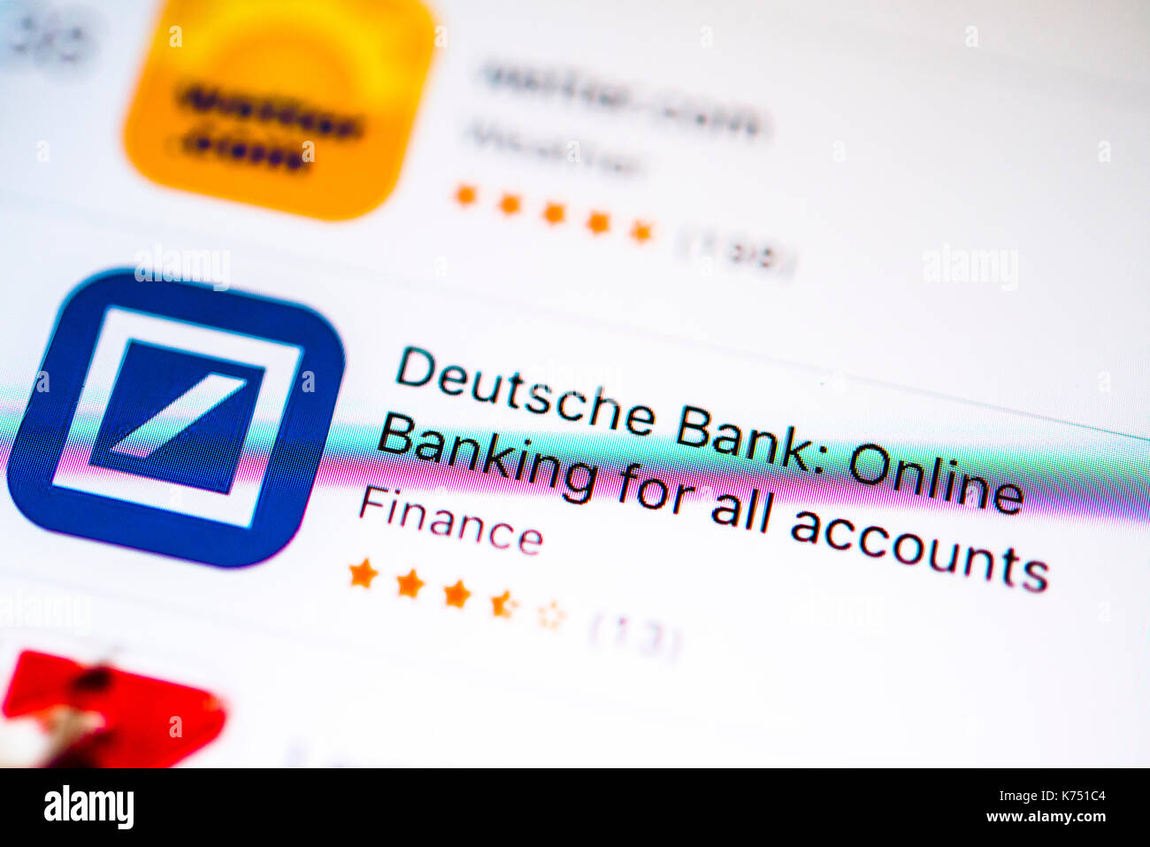 Deutsche Bank app in the Apple App Store, online banking, display on a screen of a mobile phone, iPhone, iOS, smartphone Stock Photo