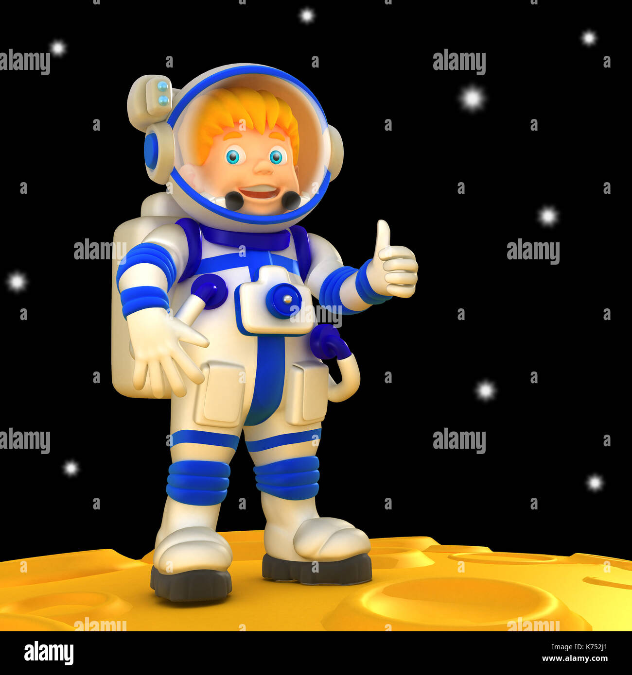 Cartoon spaceman 3D illustration. Funny character in space suit Stock Photo  - Alamy
