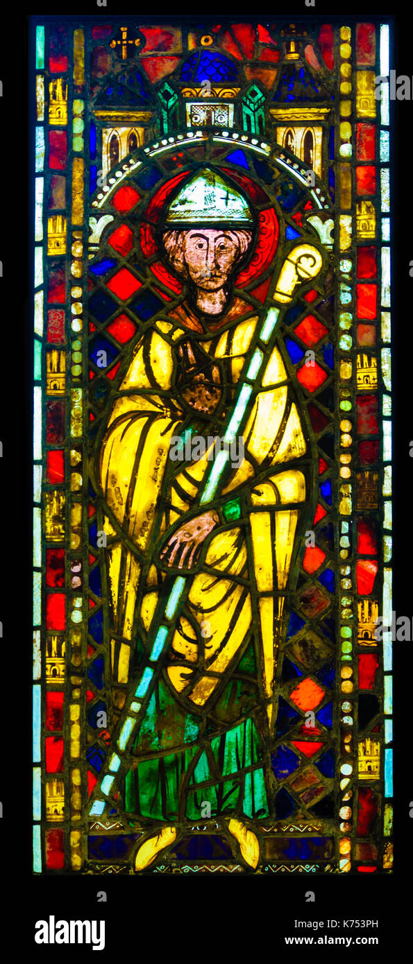 Stained glass panel made in Germany dated 12301260, depicting