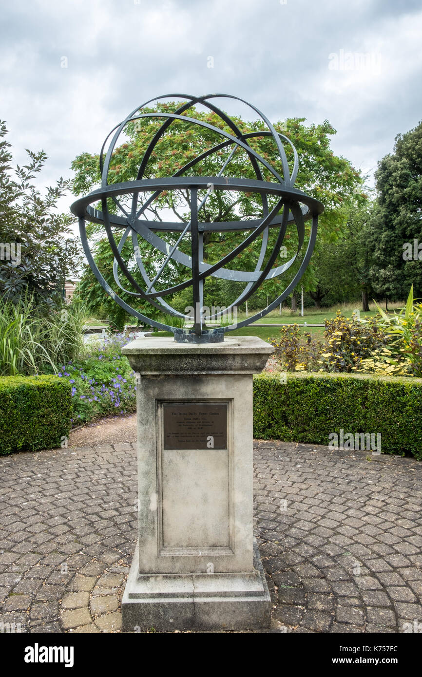 Globe sculpture in Millennium Garden University of Nottingham Stock ...