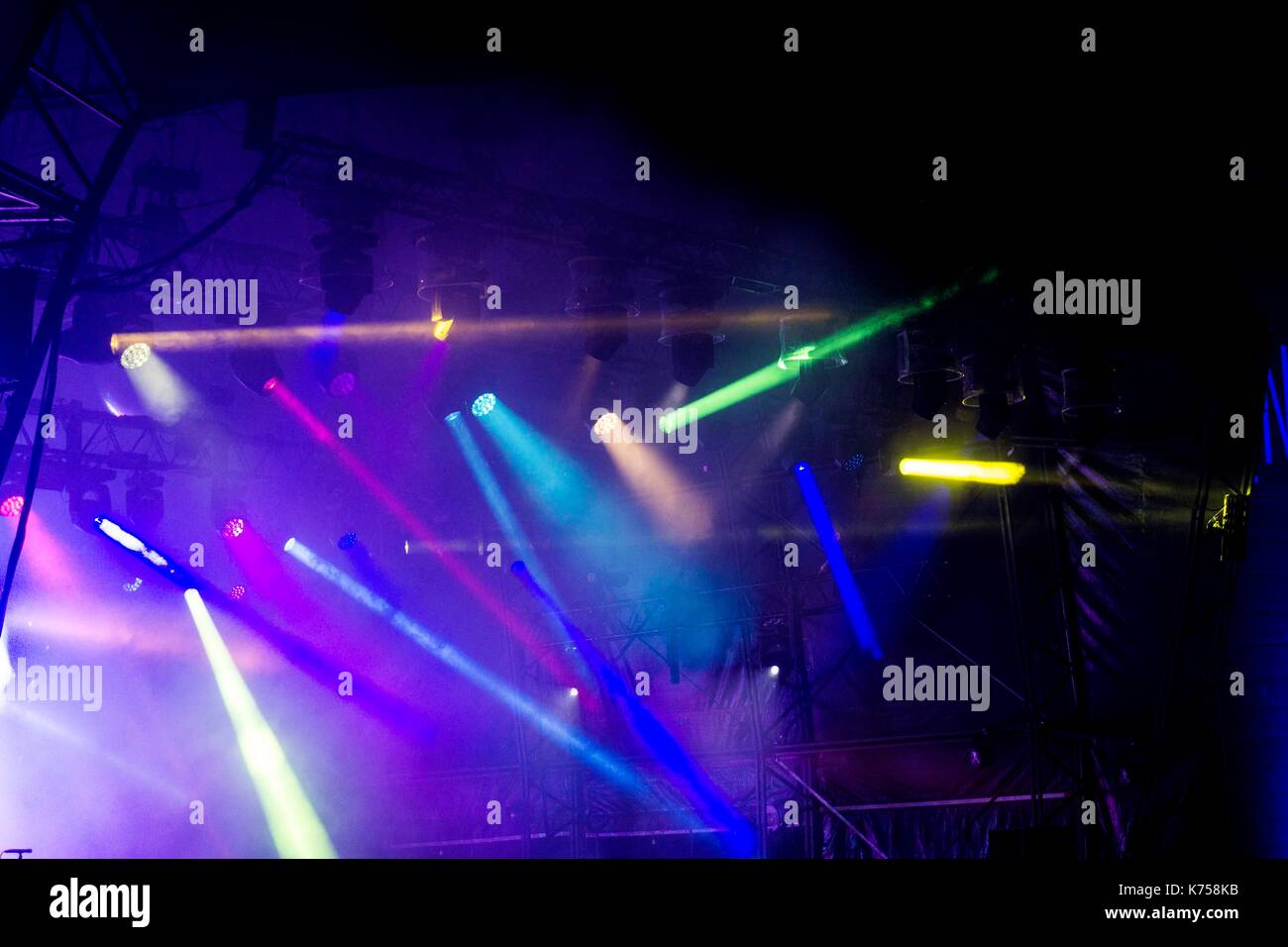 Bright stage lights and lasers Stock Photo Alamy