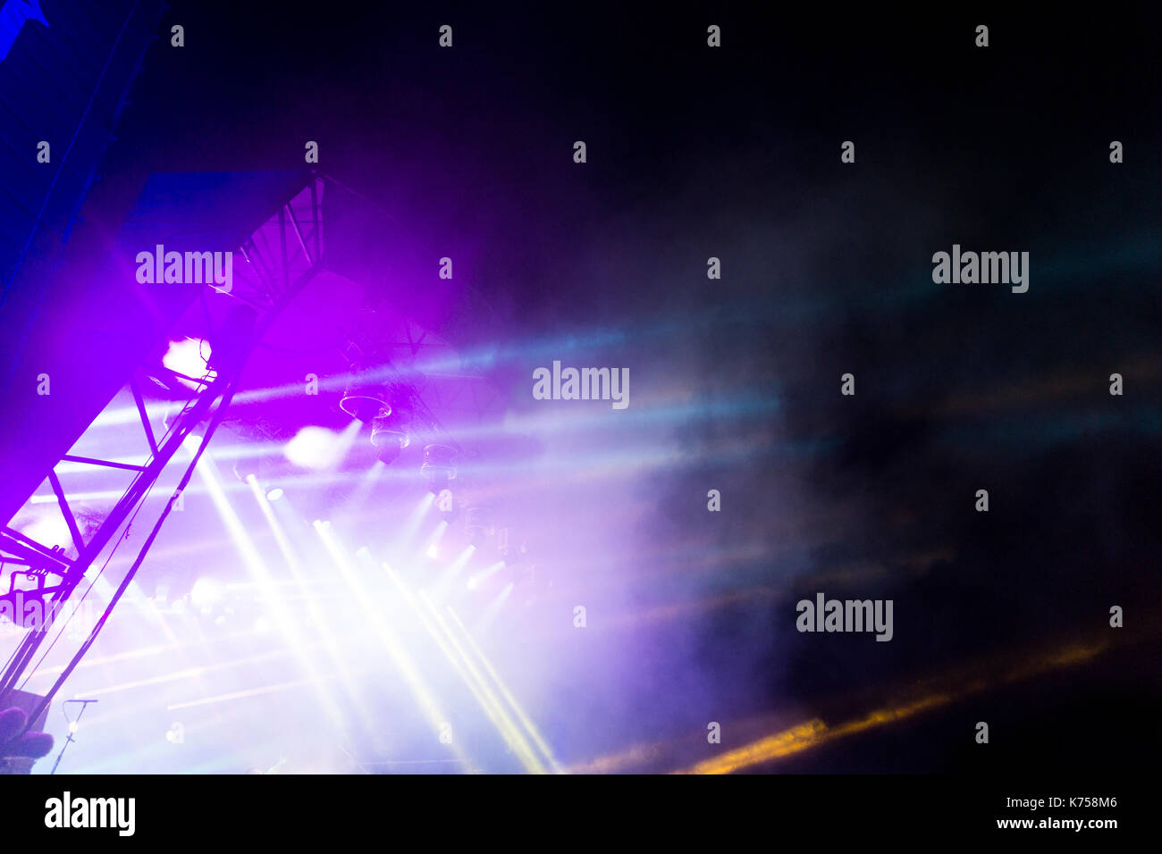 Bright stage lights and lasers Stock Photo Alamy