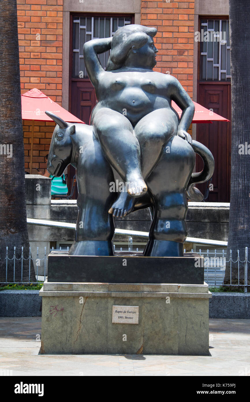 Rapto de Europa sculpture, Botero Plaza, Medellin, Colombia Stock Photo